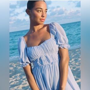 Abercrombie Emerson Puff Sleeve Smocked Mini Dress XXL Vacation Occasion Party